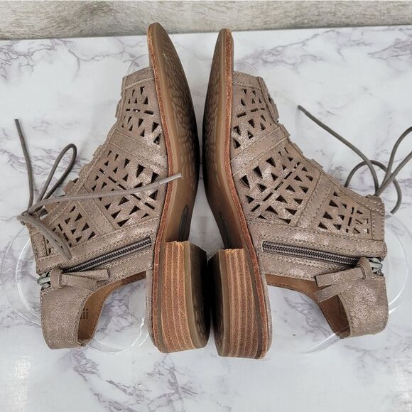 Sofft Nora Lace Up Sandal Metallic Taupe Suede Leather Women's Size 6 - Picture 5 of 12